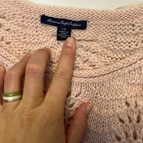 American Eagle NWT Blush Open Knit Crochet Wool Blend Sweater - Picture 2 of 9
